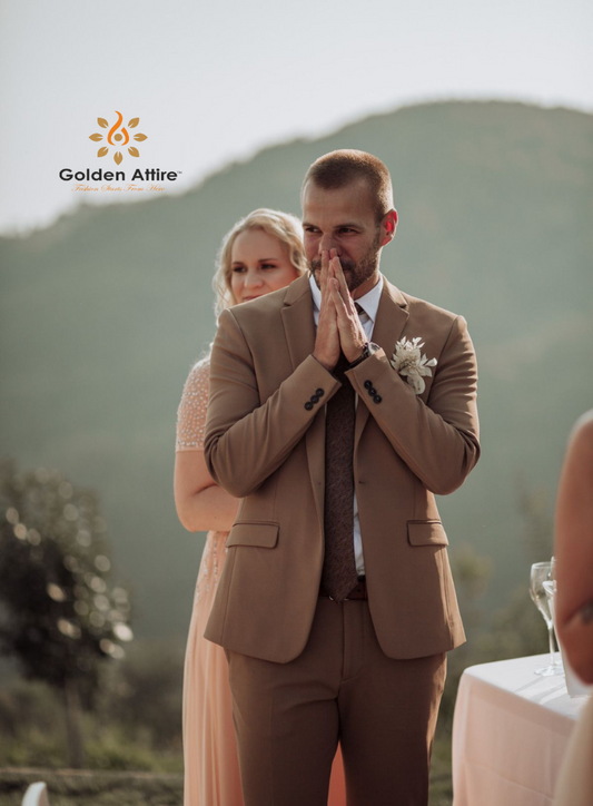 Custom Dusty Rose Groom Suit, Two-Piece Set Bespoke Suits