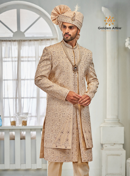 Uber Rich Sherwani For Men, premium sherwani, Groom Outfit, Groom Sherwani, Sherwani set, Indian wedding Sherwani, sherwani for groom,