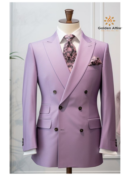 Light Purple  Men’s Double-Breasted Suit
