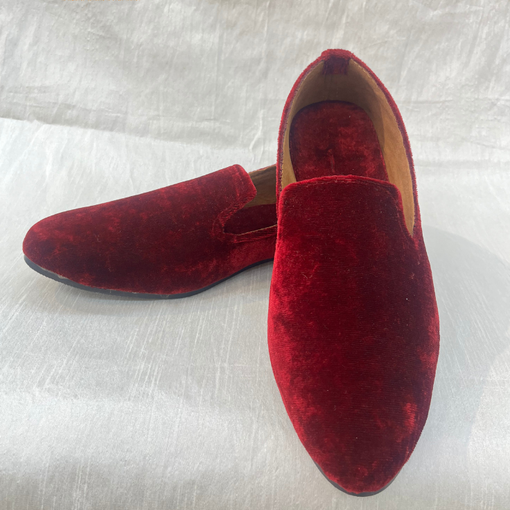 Attire Maroon Velvet Groom Jutti, Wedding Mojari Shoes for Men