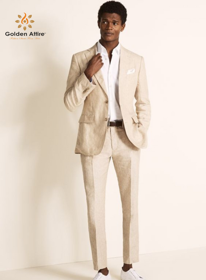 Linen suits, Beige Suit, Men Suit, 2 piece suit, Slim fit Suit, Linen suit for men,