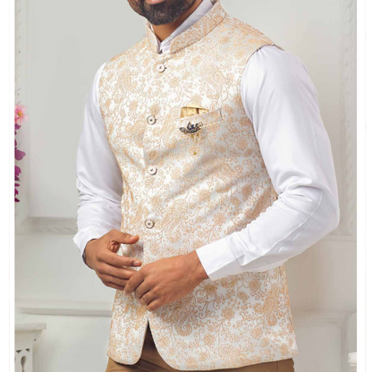 Nehru Jacket for Men, Beige Modi Jacket,