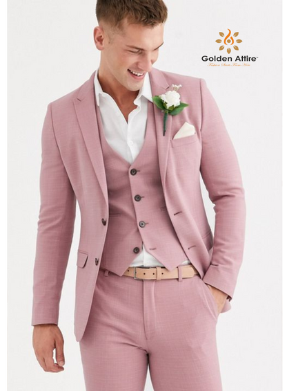 dusty rose Suit for men, Men suit, 3 piece Suits, Wedding Suit, Groom suits, Bespoke Suits