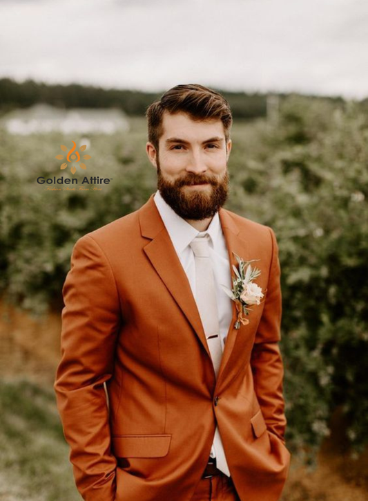 Rust Groom Suit Premium Wedding Elegant Two-Piece Suits
