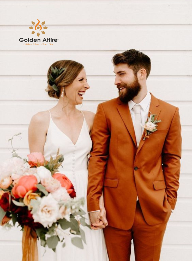 Rust Groom Suit Premium Wedding Elegant Two-Piece Suits