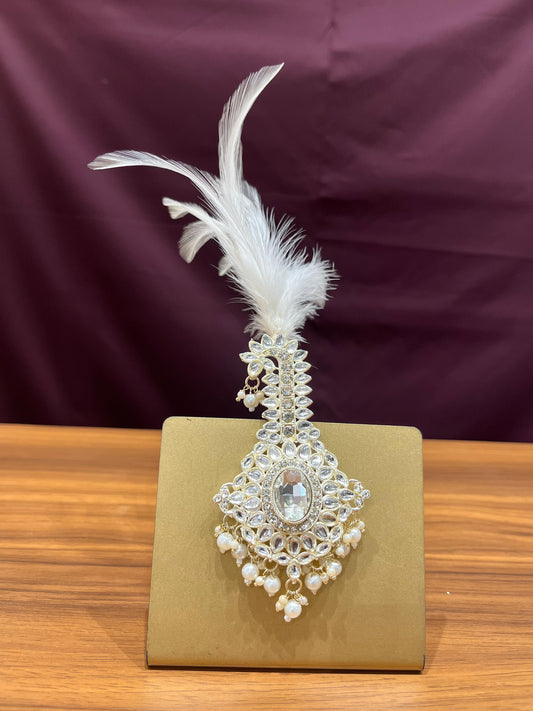 Ivory Kundan Kalgi | Groom Turban Accessory | Golden Attire® | Turban brooch | Free Shipping