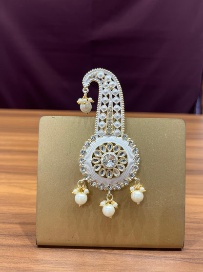 Ivory Groom Kalangi & Kalgi Set | Stone Detailing Turban Jewelry | Golden Attire |
