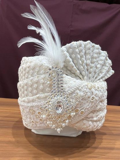 Ivory Kundan Kalgi | Groom Turban Accessory | Golden Attire® | Turban brooch | Free Shipping