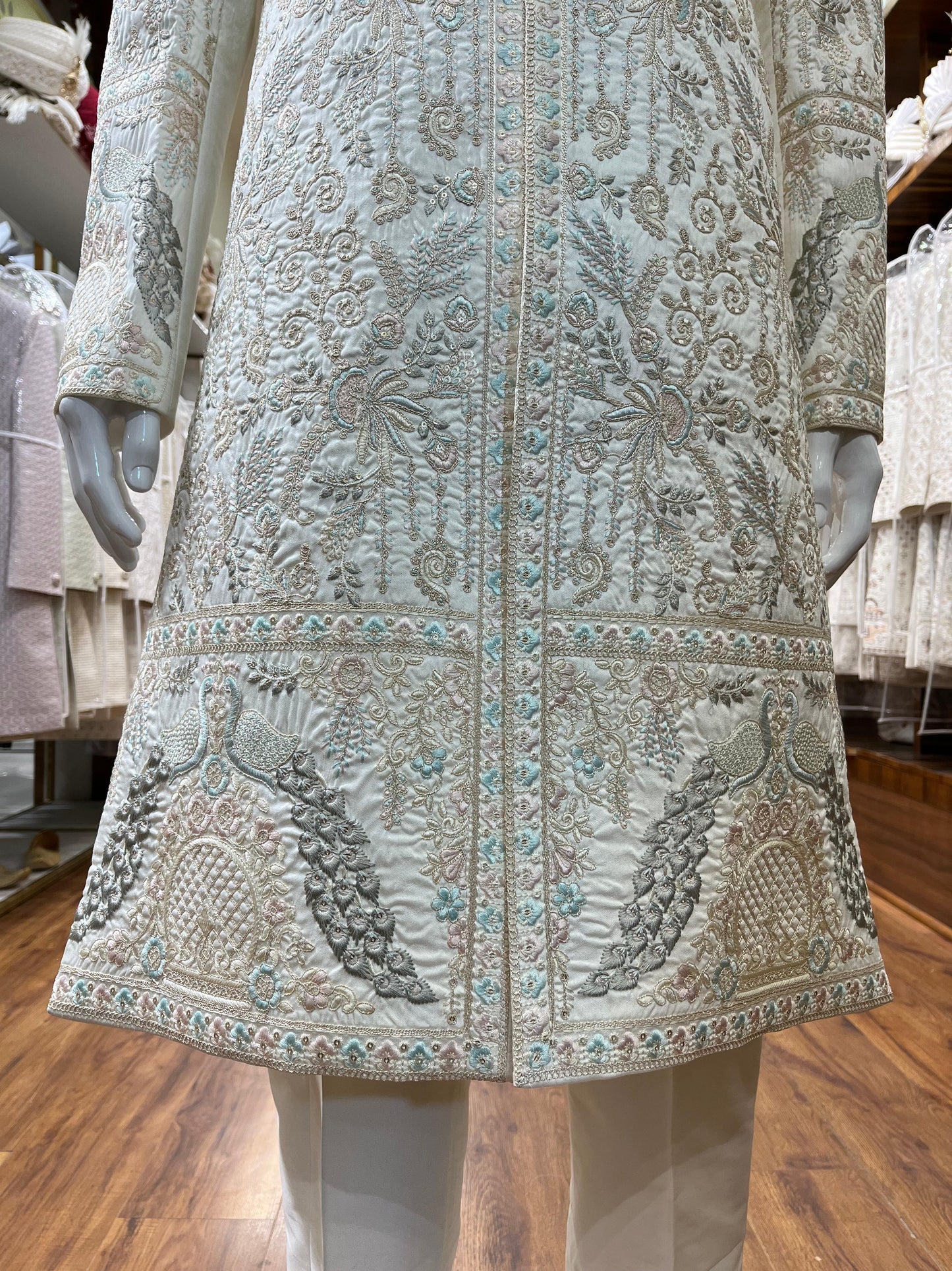 Luxury Ivory Groom Sherwani, Traditional Indian Sherwani Wedding Outfit