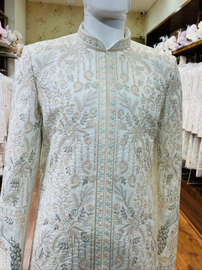 Luxury Ivory Groom Sherwani, Traditional Indian Sherwani Wedding Outfit