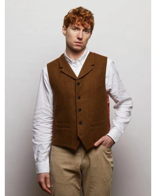 Premium Brown Tweed Wool Three-Piece Suit | Elegant Groom & Wedding Suit