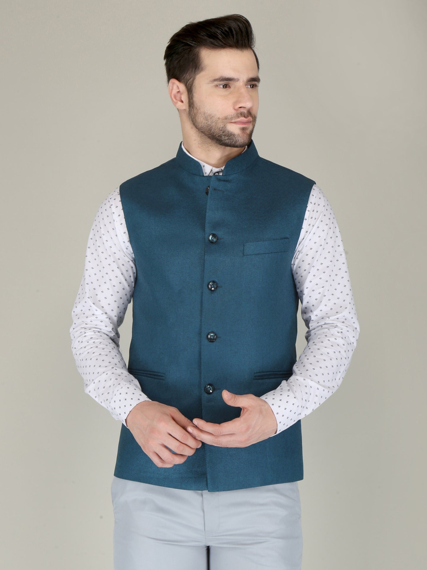 Handmade Black Nehru Jacket for Men, Classic Wedding Groom Attire