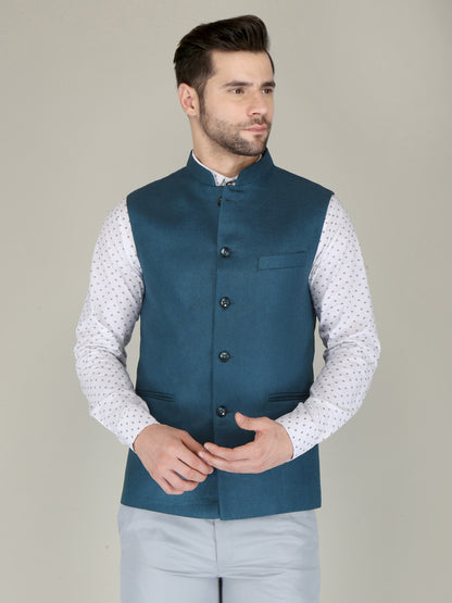 Handmade Black Nehru Jacket for Men, Classic Wedding Groom Attire