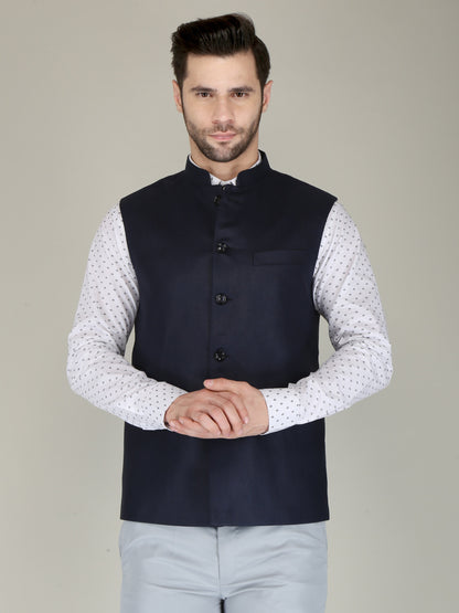 Handmade Black Nehru Jacket for Men, Classic Wedding Groom Attire