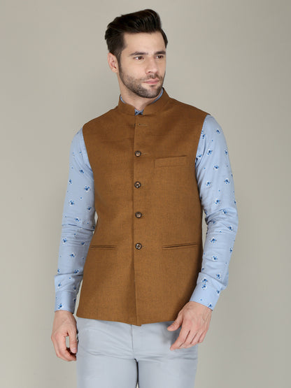 Handmade Black Nehru Jacket for Men, Classic Wedding Groom Attire