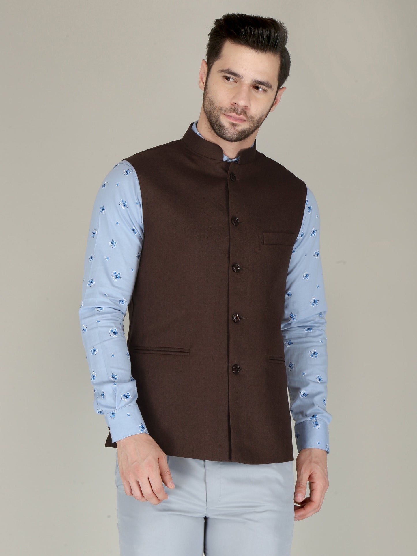 Handmade Black Nehru Jacket for Men, Classic Wedding Groom Attire