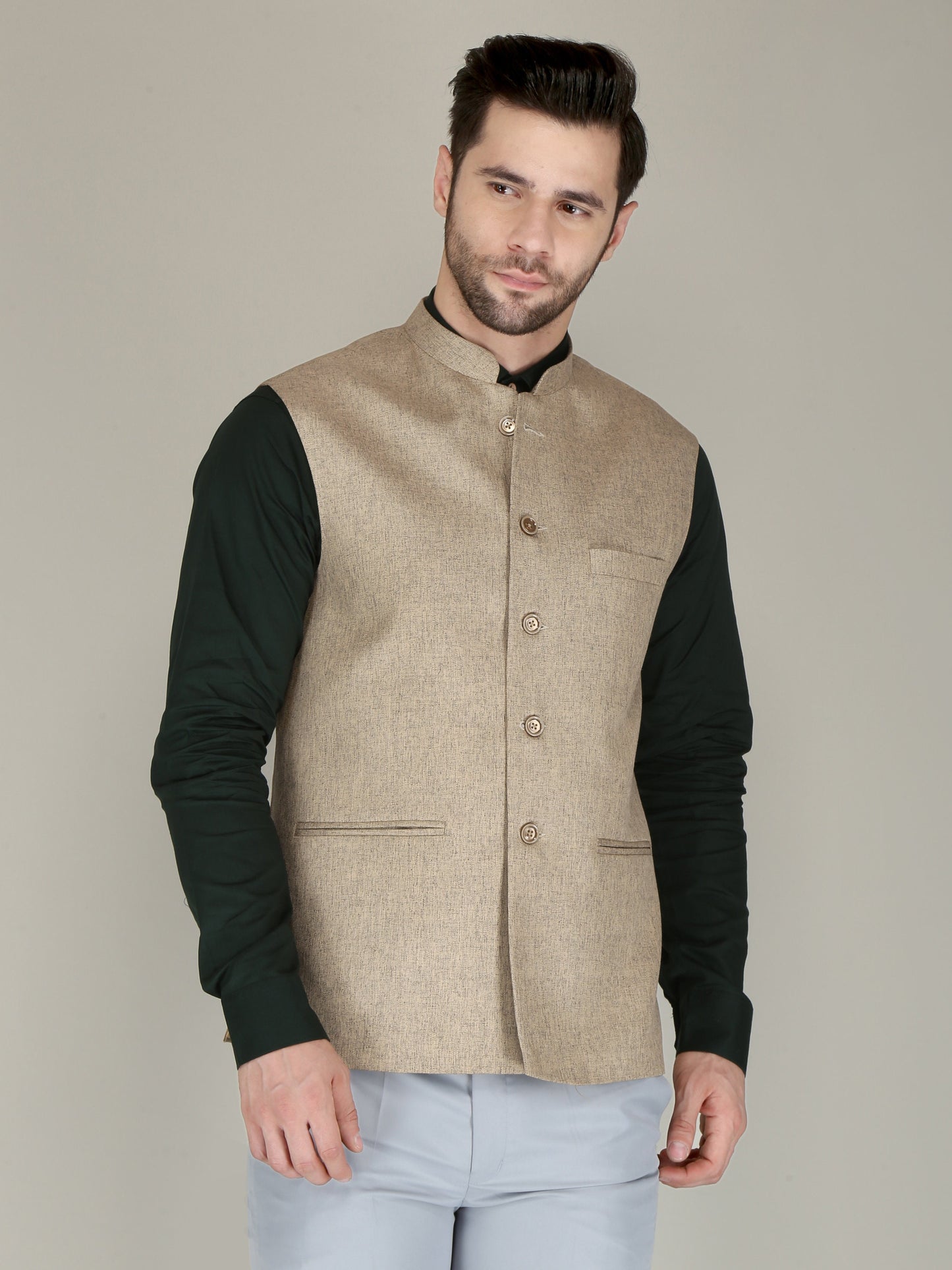 Handmade Black Nehru Jacket for Men, Classic Wedding Groom Attire