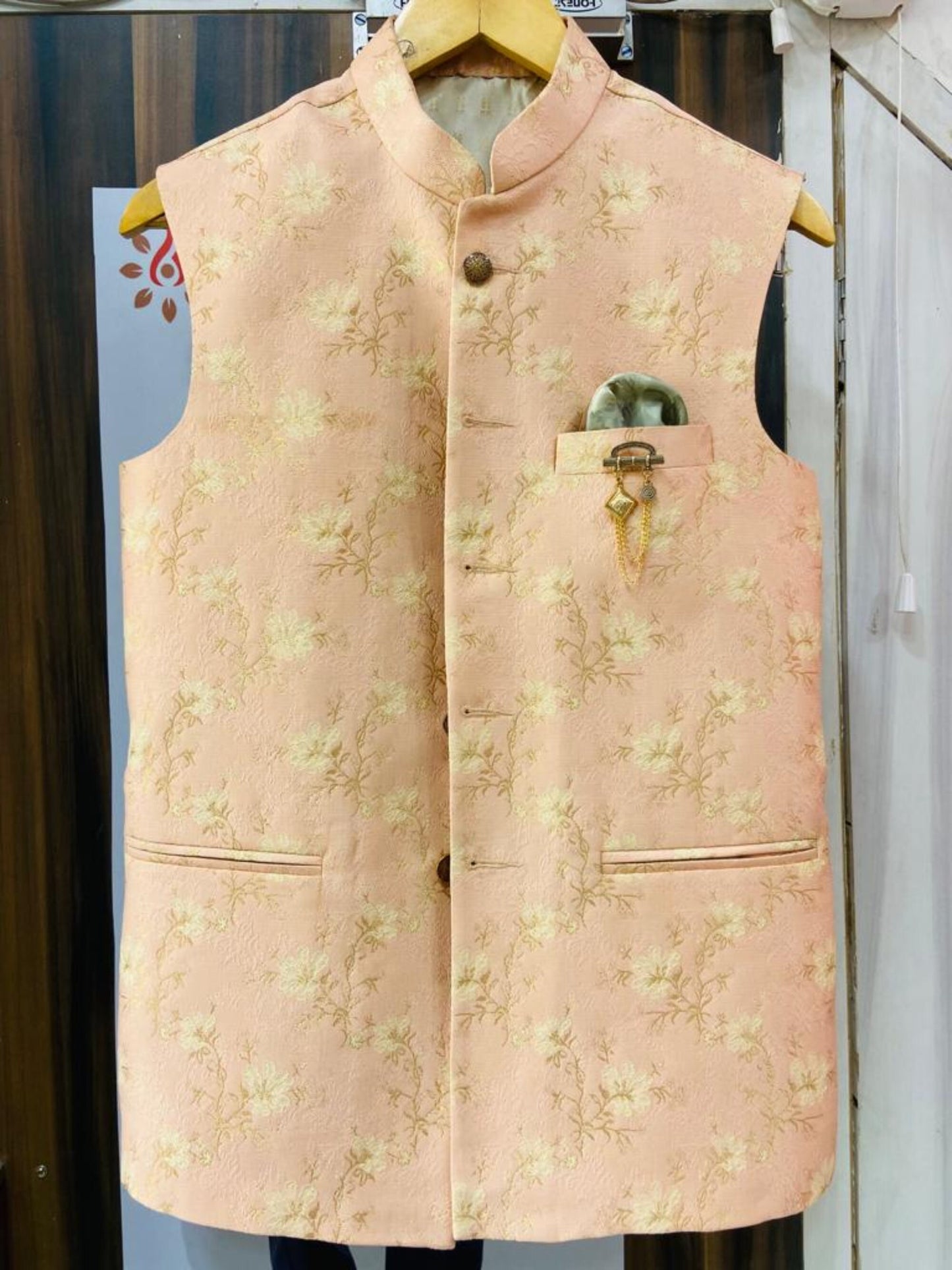 Printed Nehru Jacket for Men: Classic Modi Wedding Vest