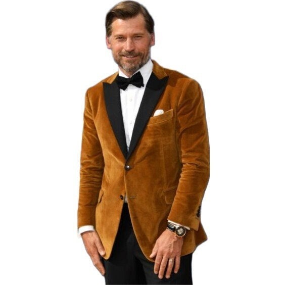 Gold Velvet Blazer, Men's Evening Dinner Party Coat
