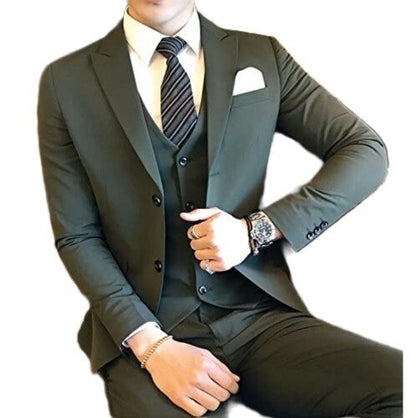 Green 3-Piece Suit: Men's Two-Button Wedding Groom Suit