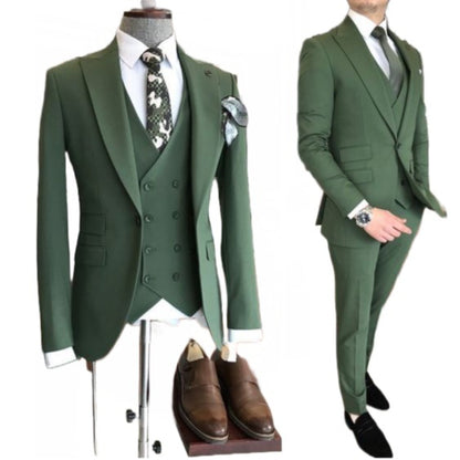 Green 1-Button Suit: Men's Slim Fit Wedding Groom Suit