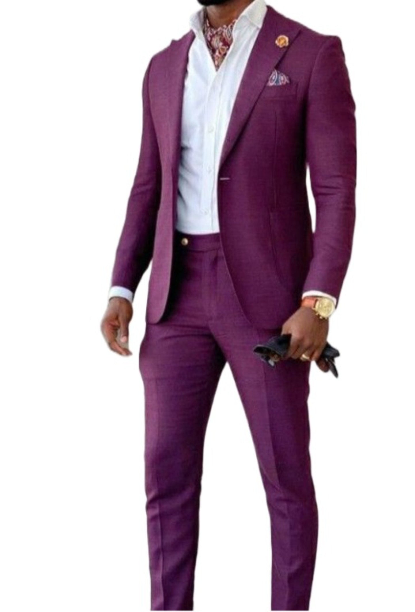 Purple Men's Suit, 2-Piece Wedding Groom Suit, Engagement reception suits