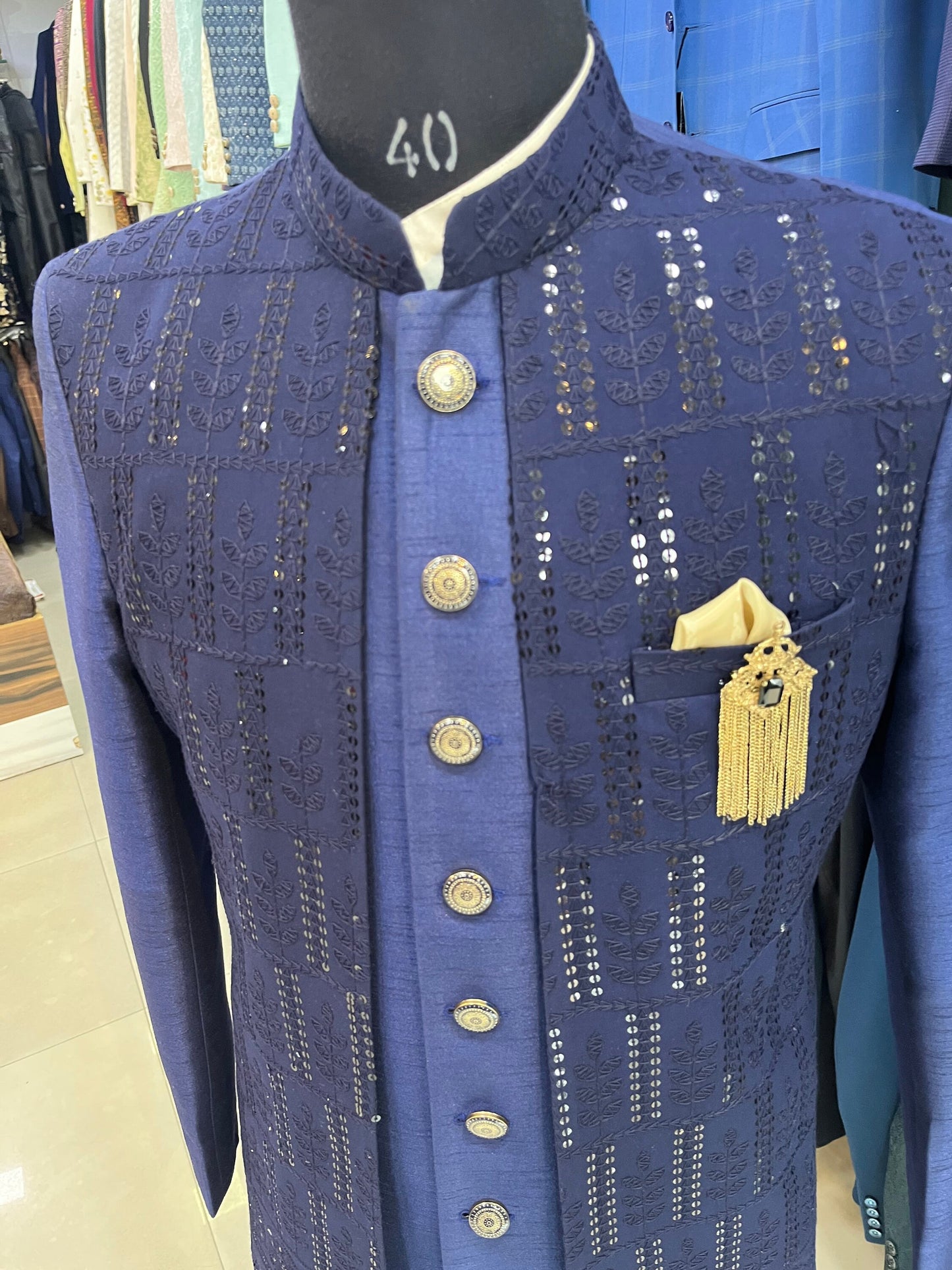 Embroidered Groom Sherwani, Indo Western Wedding Outfit