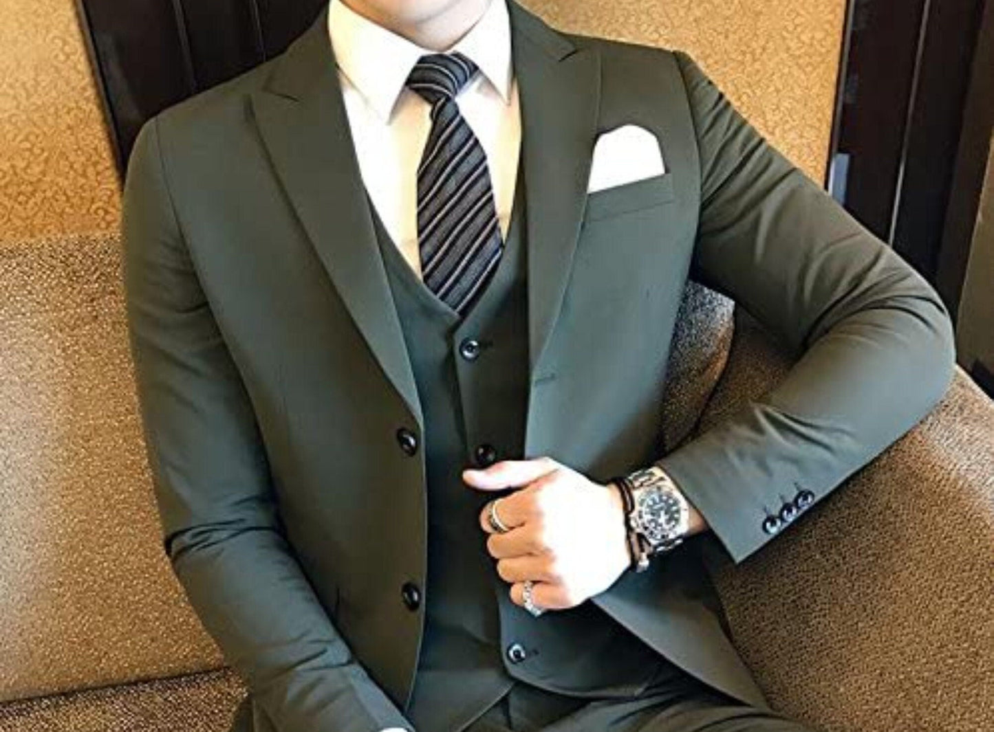 Green 3-Piece Suit: Men's Two-Button Wedding Groom Suit