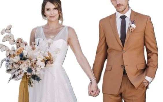 Brown Slim Fit Suit: 2-Piece Wedding Groom Suit