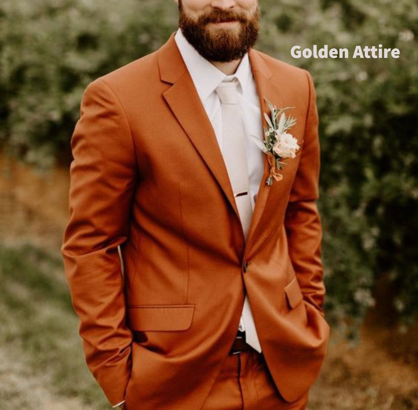 Rust Men's Suit: Luxury Ethnic Wedding 2-Piece Groom Wear