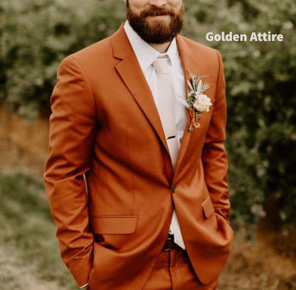 Rust Men's Suit: Luxury Ethnic Wedding 2-Piece Groom Wear