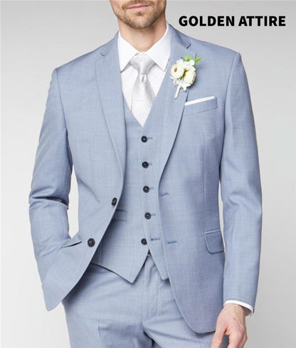 Sky Blue Three Piece Suit: Bespoke Wedding Suit, Prom Wear