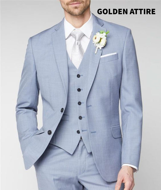 Sky Blue Three Piece Suit: Bespoke Wedding Suit, Prom Wear