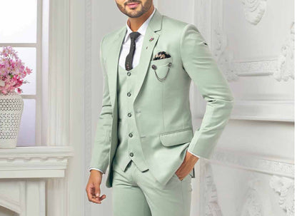 Sage Green Three Piece Suit: Custom Wedding Groomsmen Suit