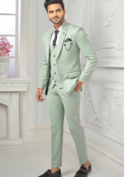 Sage Green Three Piece Suit: Custom Wedding Groomsmen Suit