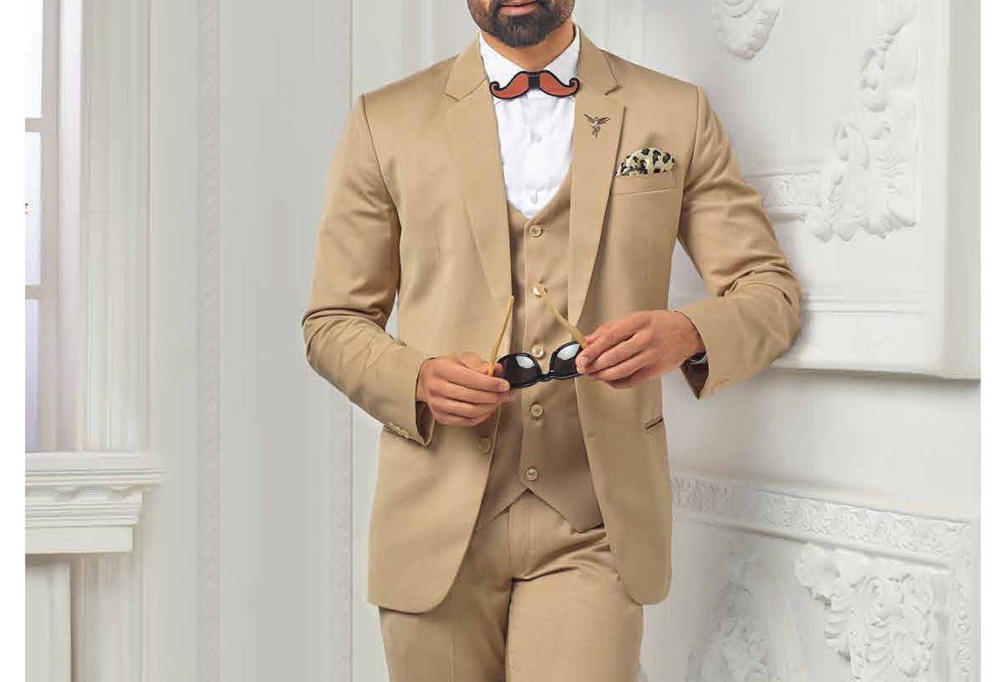 Beige 3-Piece Suit: Men's Wedding, Prom, or Groomsmen Suit