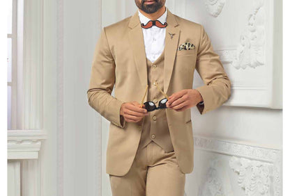 Beige 3-Piece Suit: Men's Wedding, Prom, or Groomsmen Suit