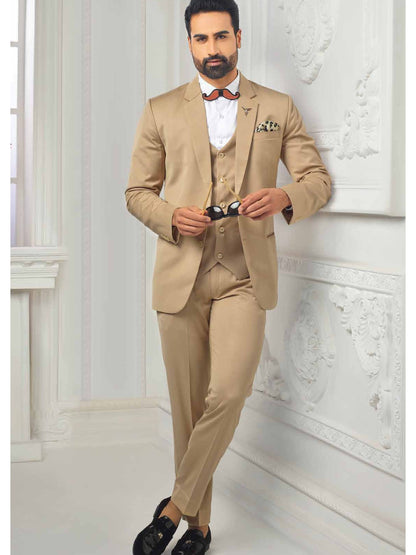 Beige 3-Piece Suit: Men's Wedding, Prom, or Groomsmen Suit