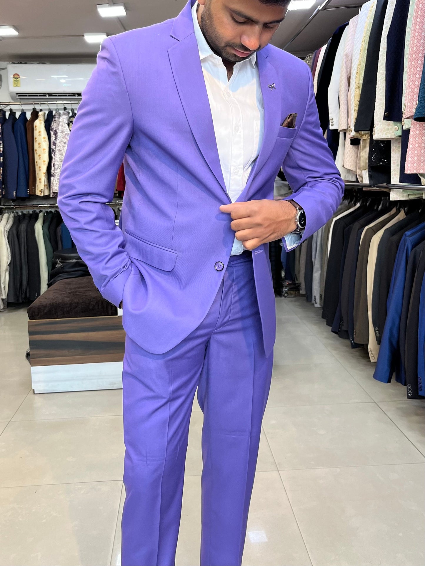Purple 2-Piece Suit: Men's Wedding Groom Dinner Suit