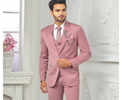 Dusty Rose Men's Suit: 3-Piece Wedding Groom Bespoke Suit