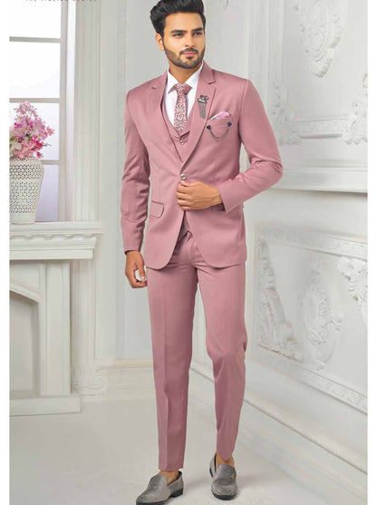 Dusty Rose Men's Suit: 3-Piece Wedding Groom Bespoke Suit