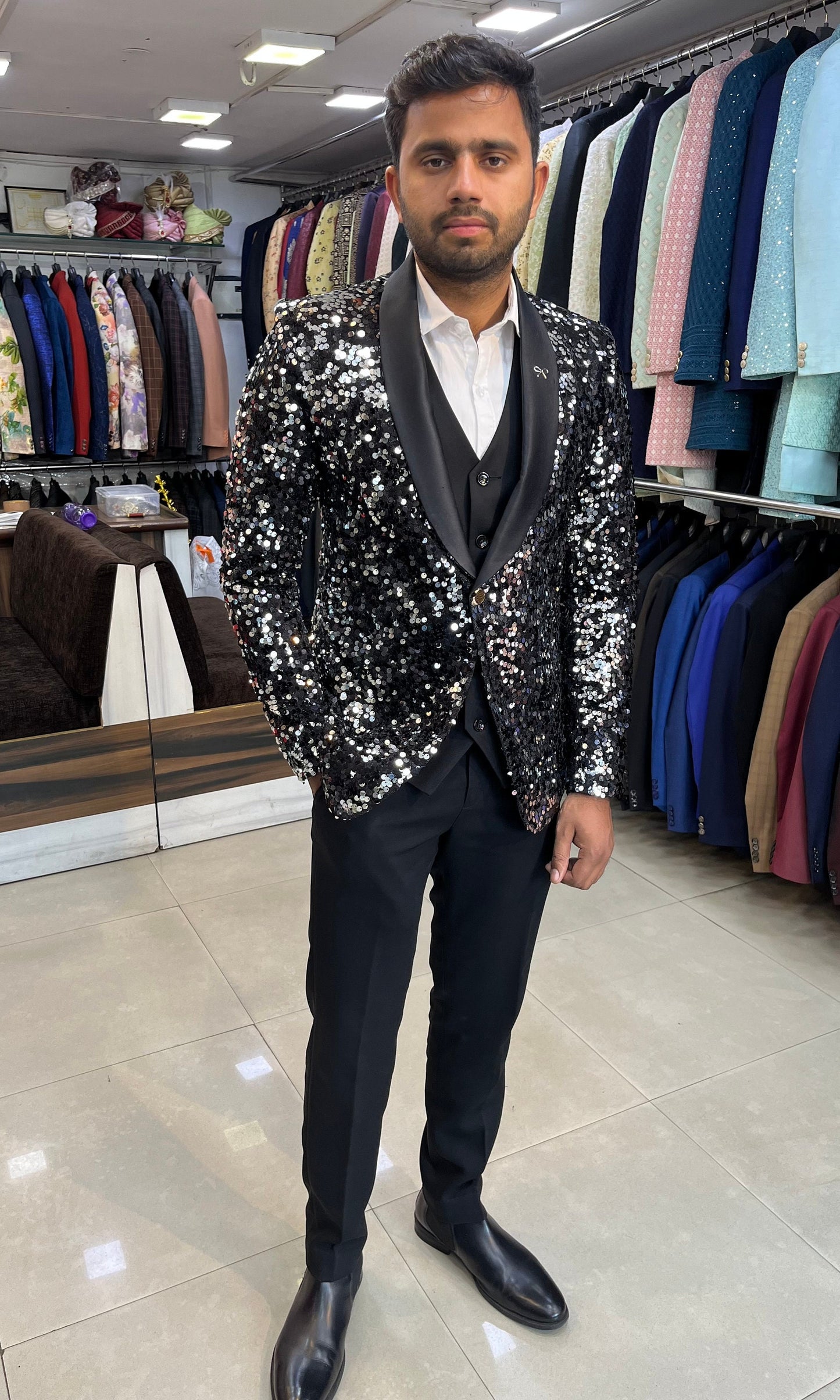 Luxury Sequin Suit: Ethnic Wedding, Party Wear, Groomsmen Suit