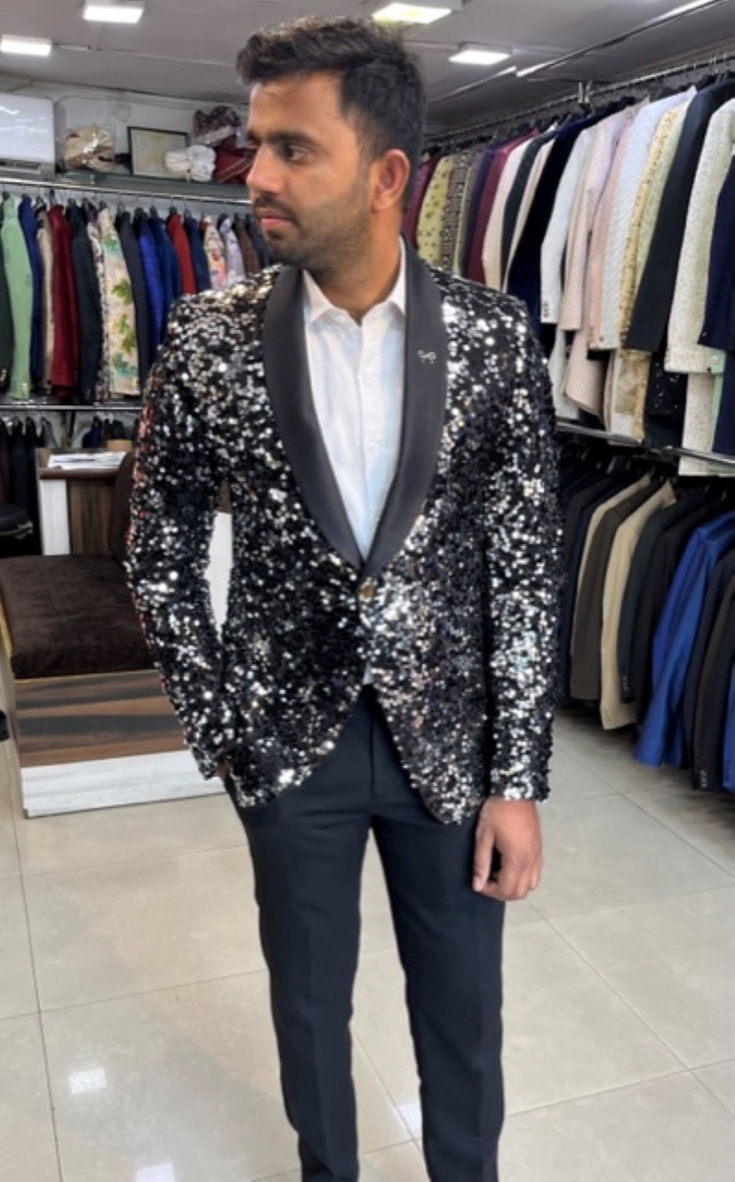 Luxury Sequin Suit: Ethnic Wedding, Party Wear, Groomsmen Suit