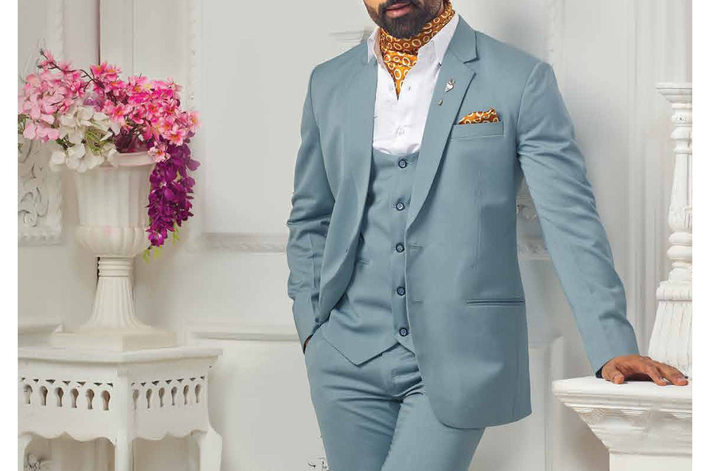 Green Three Piece Suit, Bespoke Wedding Groomsmen Suit