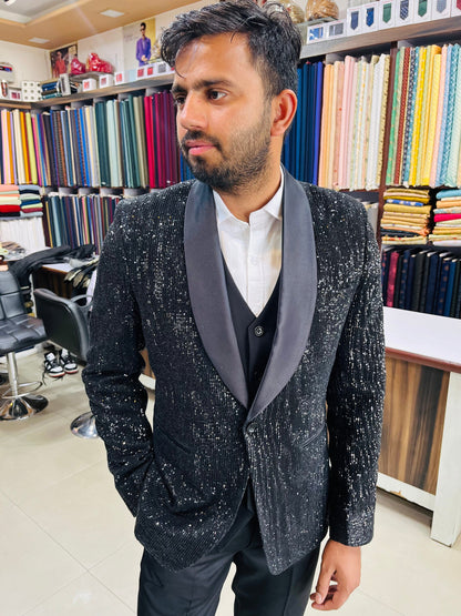 Slim Fit Black 3-Piece Suit: Wedding Groom Dinner Suit