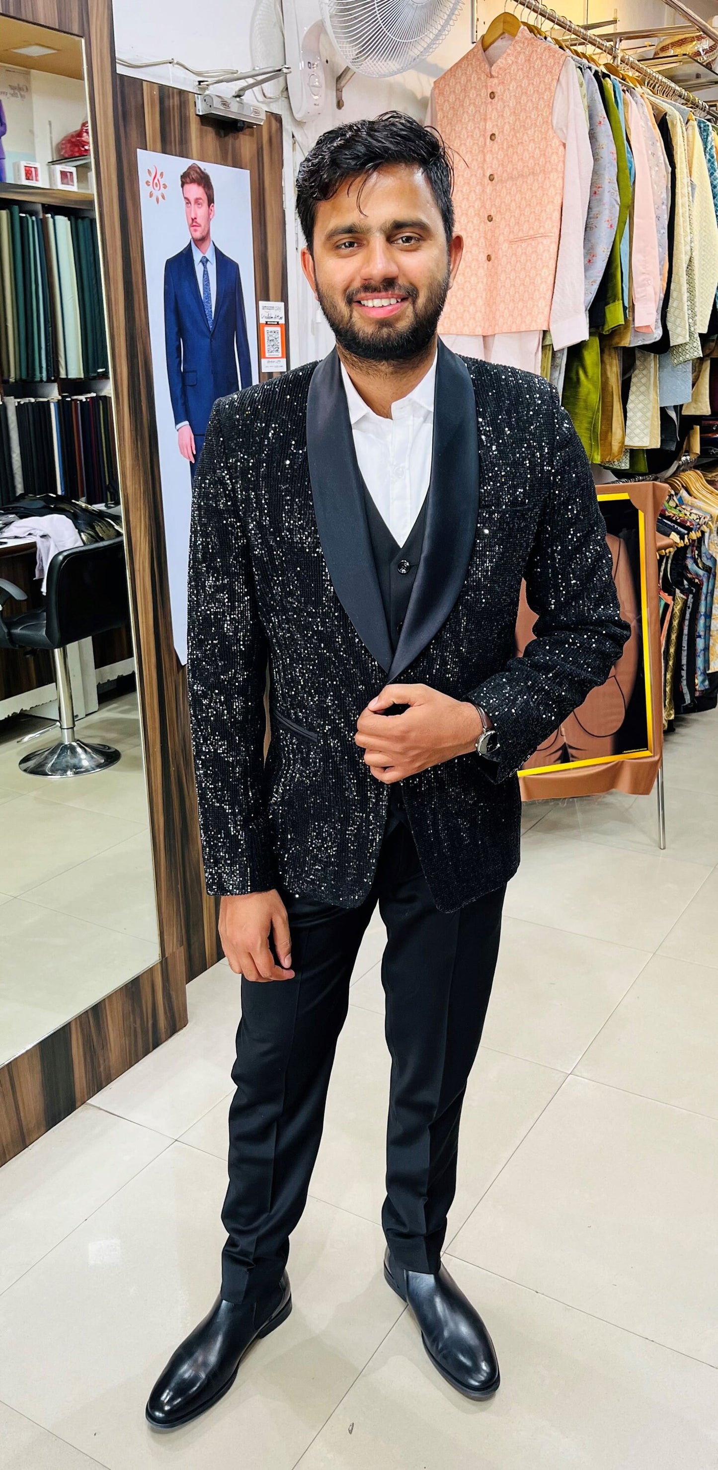 Slim Fit Black 3-Piece Suit: Wedding Groom Dinner Suit