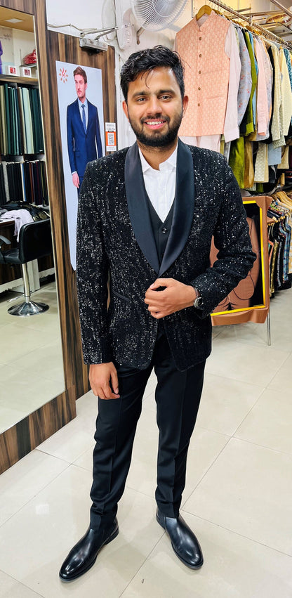 Slim Fit Black 3-Piece Suit: Wedding Groom Dinner Suit