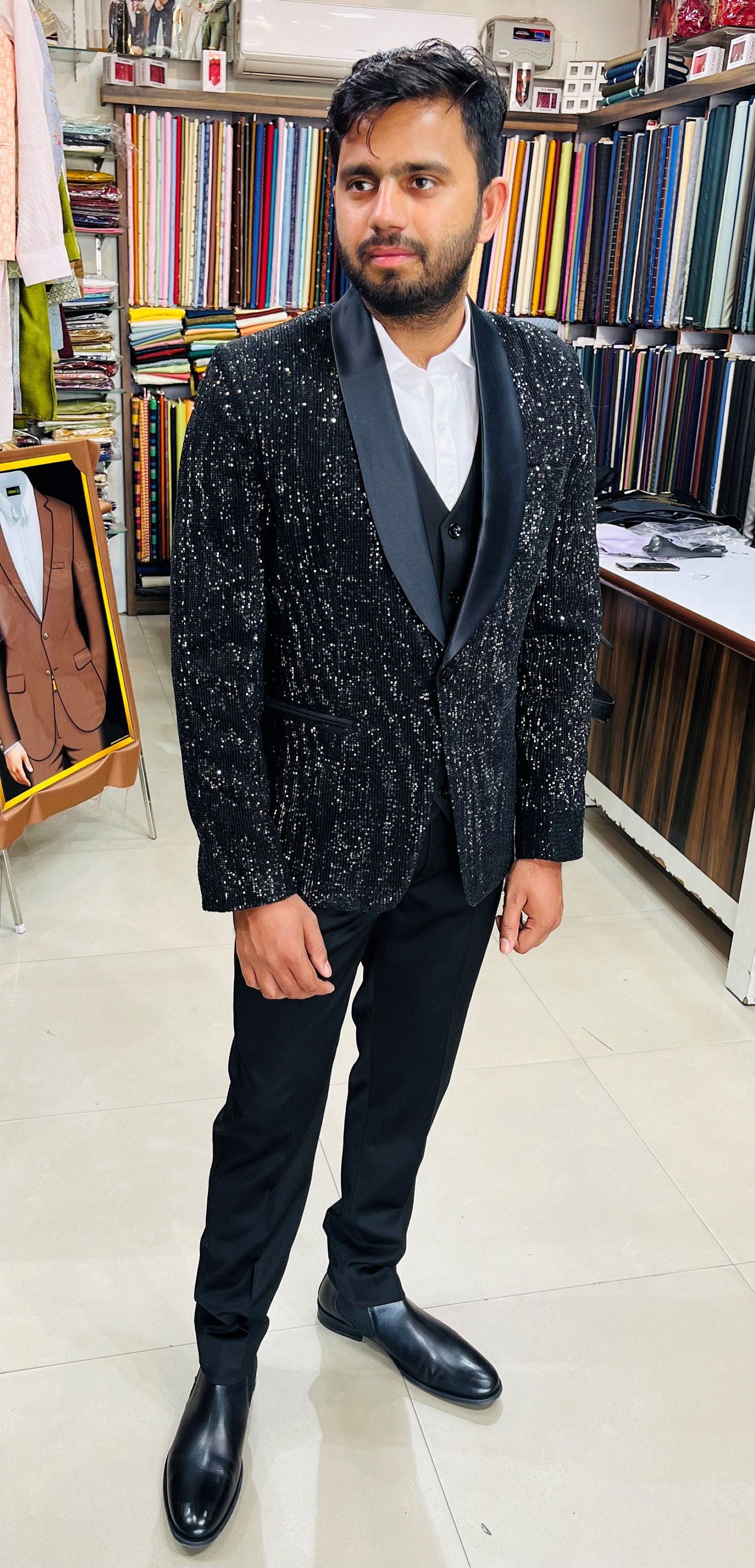 Slim Fit Black 3-Piece Suit: Wedding Groom Dinner Suit
