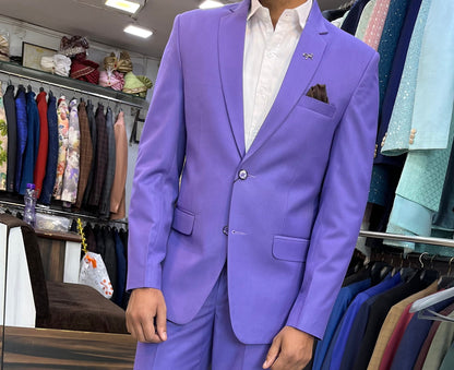 Purple 2-Piece Suit: Men's Wedding Groom Dinner Suit