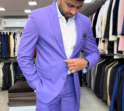 Purple 2-Piece Suit: Men's Wedding Groom Dinner Suit